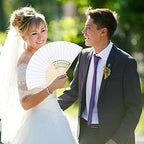 Aneco 48 Pieces Handheld Paper Fans Paper Folding Fans with Bamboos for Wedding Gift, Party, Home, DIY, White - Image 7