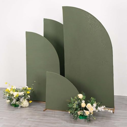 Efavormart Set of 4 Eucalyptus Sage Green Spandex Half Moon Arch Covers, Custom Fit Chiara Backdrop Slipcovers 2.5ft-7ft for Modern Botanical Staging by efavormart