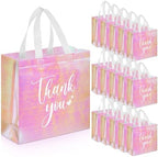 Sweetude 30 Thank You Non Woven Gift Bag, 11 x 12 x 5 Inch, Laser Pink by Sweetude