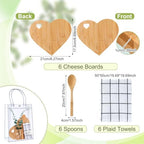 Teenyyou 43 Pcs Baby Shower Game Prizes for Winner Bamboo Cheese Board Spoon Plaid Towel Artificial Eucalyptus Stems Thank You Tag Card Gift Bag for Guest Baby Bridal Shower Wedding Favors(Heart) - Image 2