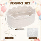 4 Pack Small Woven Baskets with Gift Bags, Ribbons, Wrap Tissue Papers Gift Baskets Empty to Fill for Baby Shower Wedding Christmas Day, Decorative Storage Cubes for Toys(Beige) - Image 2