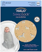 HALO 100% Cotton Sleepsack Swaddle, 3-Way Adjustable Wearable Blanket, TOG 1.5, Serengeti Zebra, Newborn, 0-3 Months - Image 2