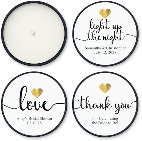 Custom Candles, Personalized Candles Gold Heart, Bulk Candles, Candle Favors, Candle Wedding Favors (Set of 10) (Black Tin), 9508825-09 - Image 6
