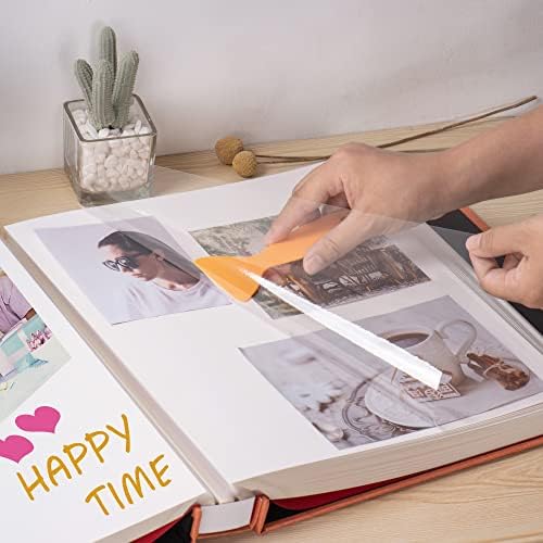 Large Photo Album Self Adhesive 4x6 5x7 3x5 8.5x11 Scrapbook Magnetic Album DIY Scrap Book Length 13 x Width 12.8 (Inches) 120 Sticky Pages Linen Cover DIY Photo Album (Orange) - Image 2