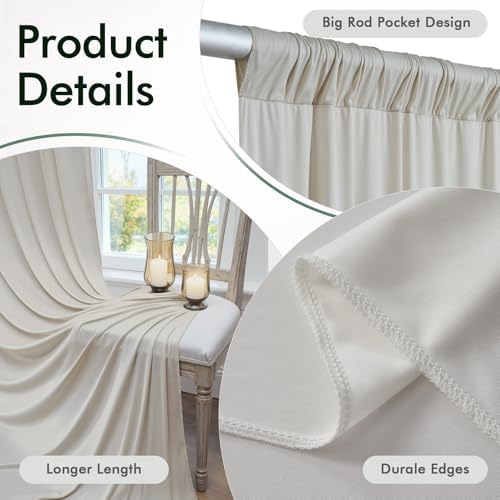 10ftx12ft Beige Backdrop Curtains for Wedding Party 2 Panels 5×12FT Tall - Image 2