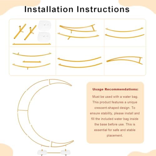 Half Crescent Moon Wedding Arch Backdrop Stand 6.9FT Party Ceremony Arch - Image 7