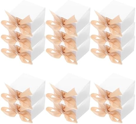 Mini White Favor Box 50 Sets Paper with Ribbon Xmas for Baby Shower Gifts by PLAFOPE