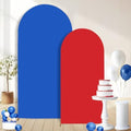 2PCS Arch Backdrop Covers Red Blue (7.2ft+6ft) , Spandex Fitted Arch Stand Covers Background for Wedding Baby Shower Birthday Bridal Shower Party Decorations(Only Covers) by CORNERLACE