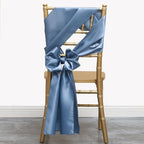 Satin Dusty Blue Chair Sashes 50 Pack, Dark Blue Chair Ribbons for Party - Image 7
