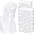 25 Pcs White Chair Sashes, Wedding Bow Decor 108in x 7in, Polyester Fabric Sash Ties for Banquet Seating, Folding Chairs, Reception Aisle, Party Decorations by LDXDRU