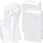 25 Pcs White Chair Sashes, Wedding Bow Decor 108in x 7in, Polyester Fabric Sash Ties for Banquet Seating, Folding Chairs, Reception Aisle, Party Decorations by LDXDRU