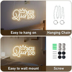 Mis Quince Neon Sign for Wall Decor Dimmable LED Sign Neon Lights for Bedroom Light Decoration for Birthday Party Room Decoration Gift for Girl Kid Lover 40CM*23CM Warm White - Image 5