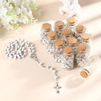 Ferreve 12 Sets Mini Rosary Favors Baptism Favors for Guests with Bottle Cross Scented Wood Beads Necklace Cross Pendant First Communion Gift for Catholic Christening Baby Shower Wedding Party - Image 3