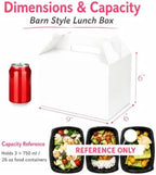 ZOOFOX 50 Pack White Gable Boxes 9x6x6 Inches, Large Greaseproof Cardboard Treat Boxes with Handles, Party Favor Boxes for Baby Shower, Food, Birthdays, Barn Style Lunch Boxes - Image 2
