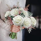 100 Pcs Artificial Rose Flowers, Ivory - Image 7