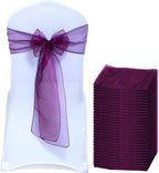 MDS Pack of 150 Organza Chair Sashes for Wedding & Event Décor – Eggplant by MDS