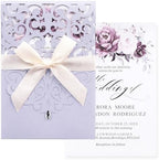 50PCS Blank Wedding Invitations with Envelopes and RSVP Cards Light Purple by Maffily
