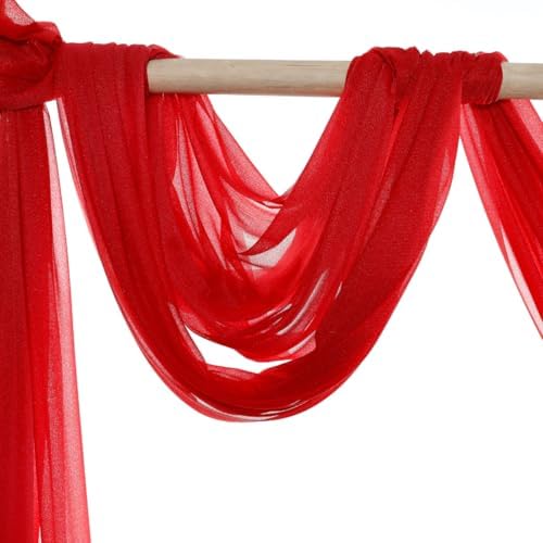 Pack of 10 Yard Chiffon Drapery Fabric, 60" Wide, Multiuse - Red - Image 6