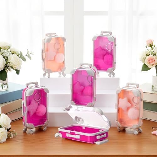 LemonRoad 36 Pcs Clear Mini Suitcase Party Favor Box, Pink、rose Pink - Image 4