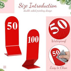 Geetery 100 Pcs Acrylic Double Sided Table Numbers 1-100 Stands,Red - Image 3
