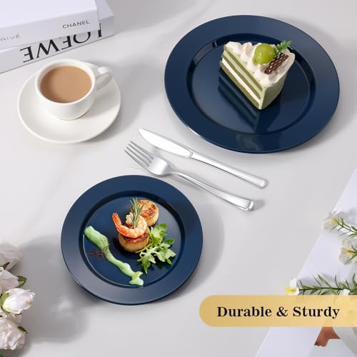 Goodluck 200PCS Navy Blue Plastic Plates, Disposable Blue Plates - Image 4
