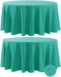 Fokitut 2 Pack Waterproof Round Tablecloth, 132 Inch, Stain Resistant and Wrinkle Polyester Table Cloth, Fabric Table Cover for Kitchen Dining, Wedding, Party, Holiday Dinner-Turquoise by BalsaCircle