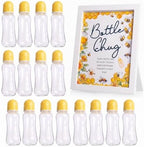 Funny Bottle Chug Baby Shower Drinking Game for 15 Guests, Includes 15 Pack 8.5oz Baby Bottles with Nipples & Standing Wood Framed Sign, Western Cowboy Baby Shower Favors & Party Activities(Yellow) by Unknown