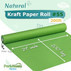 PerkHomy 24" x 2,400" (200') Medium Green Kraft Paper Roll for Craft Bulletin Board Paper Art Table Covering Crafting Gift Wrapping Bouquet Packing Parcel 80GSM 55LB (Medium Green, 24" x 200') - Image 2