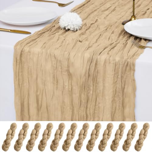 12 Pack Beige Cheesecloth Table Runner 10FT Wedding Party Decor by Unknown