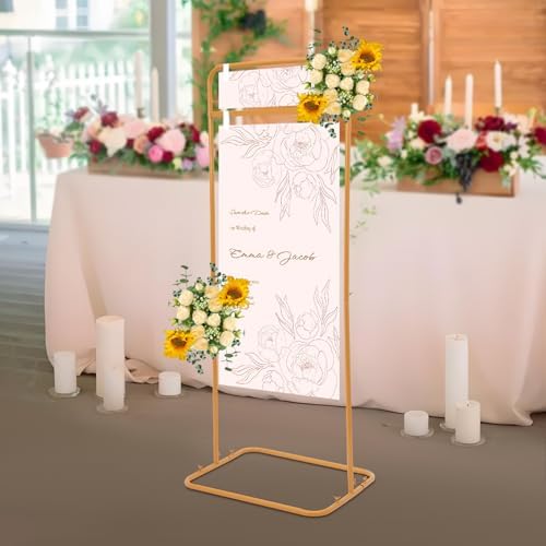 Wedding Sign Stand, Gold Welcome Sign Holder, Heavy Duty Easel Stand for Sign, Wedding Seating Chart Frame for Birthday Parties, Engagements, Baby Showers, Floor Standing - Image 2