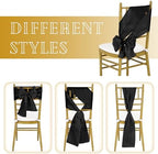 fani 120 PCS Satin Chair Sashes, 7x78 Inch, Black - Image 4