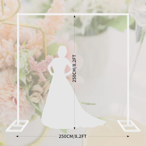 8.2FT White Metal Wedding Arches for Ceremony Square Balloon Arch Stand Rectangular Backdrop Stand for Anniversary Birthday Party Bridal Shower Home Indoor Outdoor Decoration - Image 2