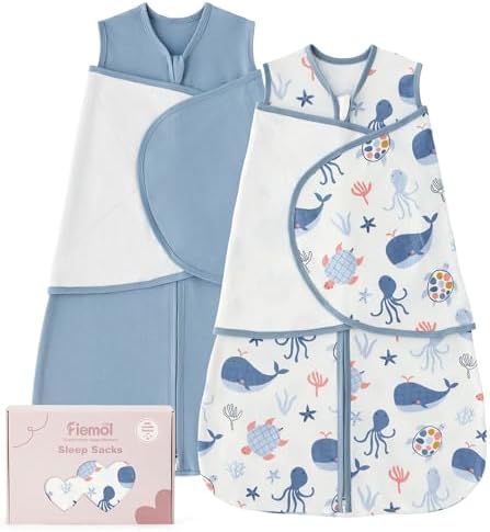 Baby Swaddle Sleep Sack 3-6 Months, Cotton Swaddles for Newborns by FIEMOL