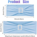 Spandex Baby Blue Chair Sashes Bows 50 PCS Stretch Chair Cover Band - Image 2