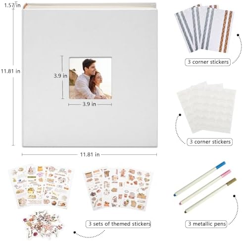 Vienrose Scrapbook Photo Album, 12x12 Inches, 60 Pages, White - Image 2