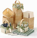 30 Pack Fruit Baskets Wood Small Picnic Berry Basket with Handle Mini Baskets for Gifts Sage Green Farmers Display Basket with Ribbon and Napkins for Camping(Plaid) by Unknown