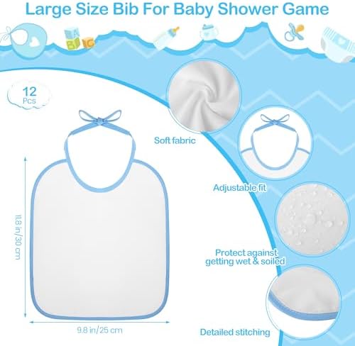 Aneco 12 Set Bottle Chug Baby Shower Games, Plastic Juegos Para Baby Shower Bottle, Gender Reveal Race Gifts Decoration with Bottles Bibs Sign Diapers Caps Blindfolds for Adult Party Supplies, Blue - Image 3