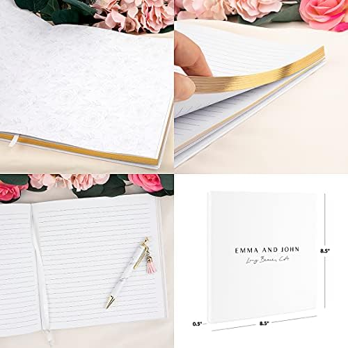 Andaz Press Personalized Wedding Guestbook with Gold Accents, Minimal Font White Guest Sign in Guest Registry 120 Pages 8.5 X 8.5 Memories Book for DIY, Scrapbook, Photo Album - Image 5
