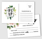 50 Blank RSVP Cards,RSVP Postcards No Envelopes Needed,Floral Print Response Card,RSVP for Wedding,Baby Shower,Bridal Shower by Inkdotpot
