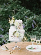 Rinlong 3Pcs Premade Cake Flowers, White Gold Wedding Cake Decor - Image 5