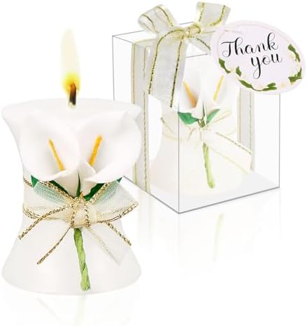24 Pack Wedding Favors Bridal Shower Favors Candles Calla Lily Style Candle Favors Gift Boxed with Thanks Cards Return Gifts Wedding Party Favors for Guests Return Gifts Keepsakes Giveaways by AIXIANG