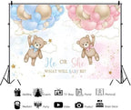 10x6.5ft Bear Gender Reveal Backdrop Baby Boy or Girl Pink or Blue Balloons Photography Background What Will Baby Be Banner Decorations Party Supplies Photo Booth Props - Image 2