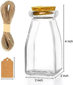 yarlung 30 Pack Glass Favor Jars with Cork Lids, 4 OZ Clear Small Candy Jars Set Square Decorative Bottles for Thanksgiving Gift, Christmas, Baby Shower Wedding Party Favor, Brown Labels and Strings - Image 2