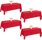 4 Pack Rectangle 60x102 Inch Red Polyester Table Cloth Washable Table Cover for Wedding Dining Table Buffet Parties Banquet Decoration（Red） by JALANCY