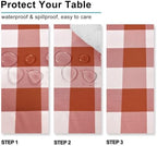 Hiasan 60 x 84 Inch Checkered Tablecloth Rectangle, Rust and White - Image 2