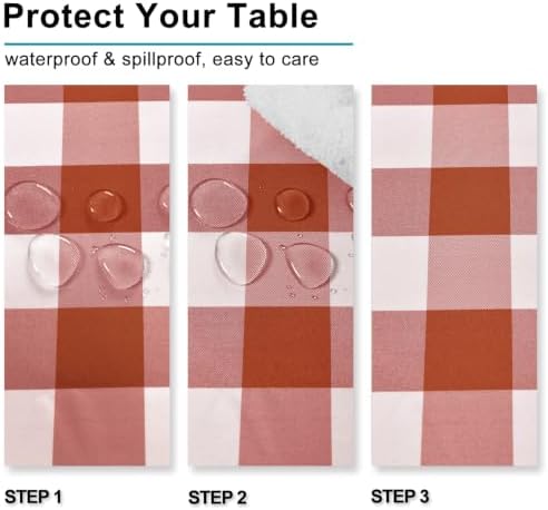 Hiasan Checkered Tablecloth Rectangle 54 x 80 Inch, Rust and White - Image 2