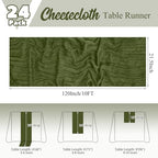 24 Pack Olive Green Table Runner 10Ft Cheesecloth Table Runner Rustic Gauze Table Runner Romantic Long Sheer Fabric Cheese Cloth Table Runner for Wedding Party Bridal Baby Shower - Image 2
