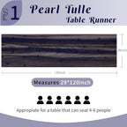 Pearl Table Runner Tulle Gauze Sheer Wedding Party Home Decor(Navy Blue) - Image 3