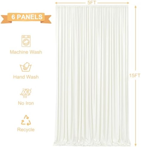 30ft x 15ft Ivory Wrinkle Free Backdrop Curtains for Wedding Party Backdrops Curtain Drapes Fabric Decorations Photo Back Drop Cloth for Baby Shower Photography Stage Reception - Image 5
