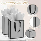 Yeaqee 50 Pcs Metallic Paepr Gift Bags Bulk with Handles,Grey Black - Image 3